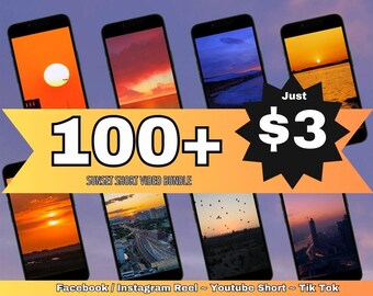 Más de 100 vídeos cortos de puestas de sol: Reels para redes sociales, TikTok, YouTube (sin marca de agua) (descarga digital)