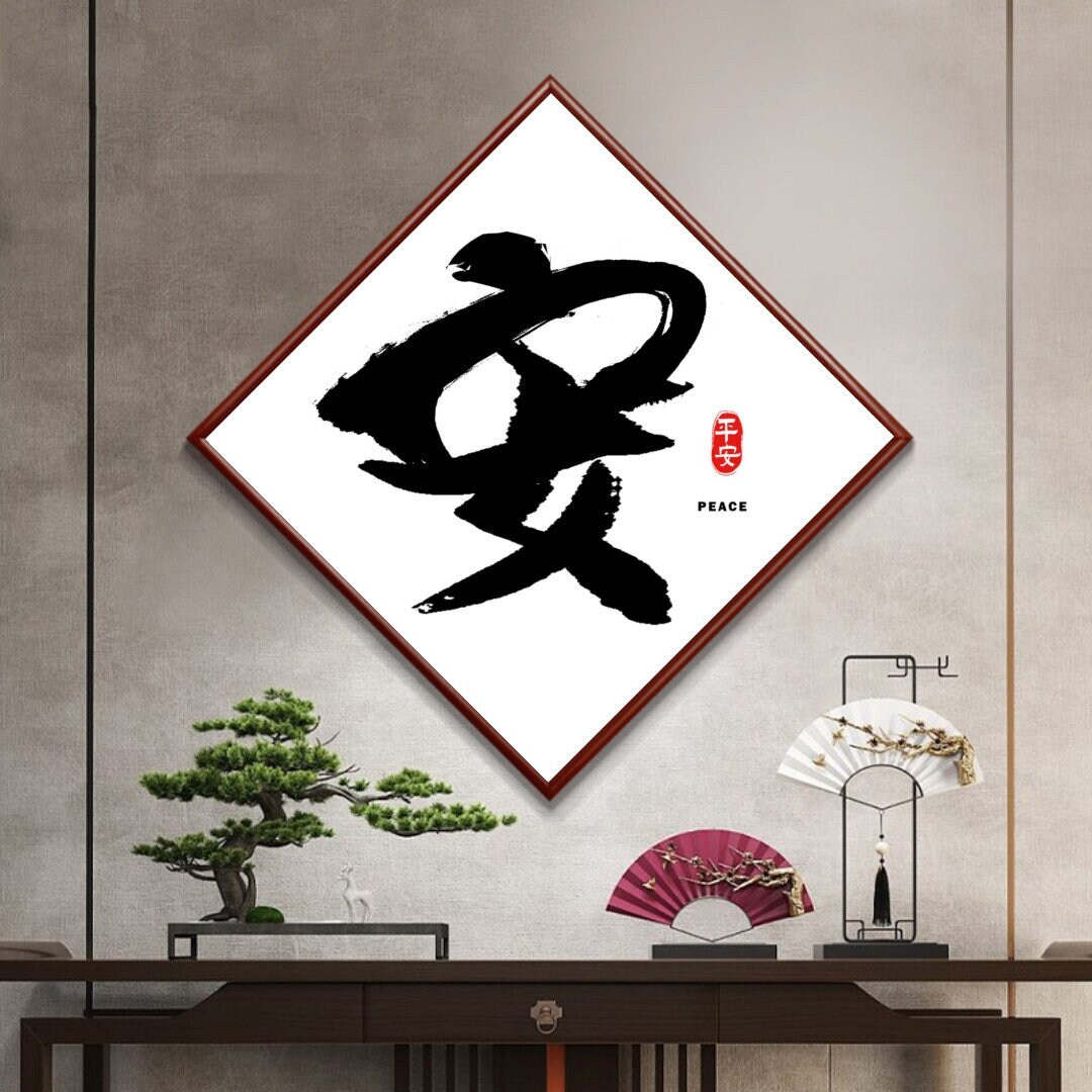 Chinese Wishing Blessing Calligraphy Wall Art, Printable Digital Prints ...