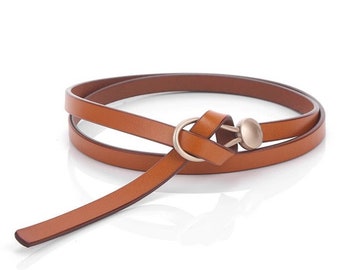 thin leather tie belt