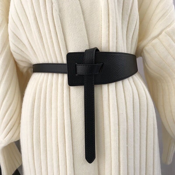 womens leather tie belt