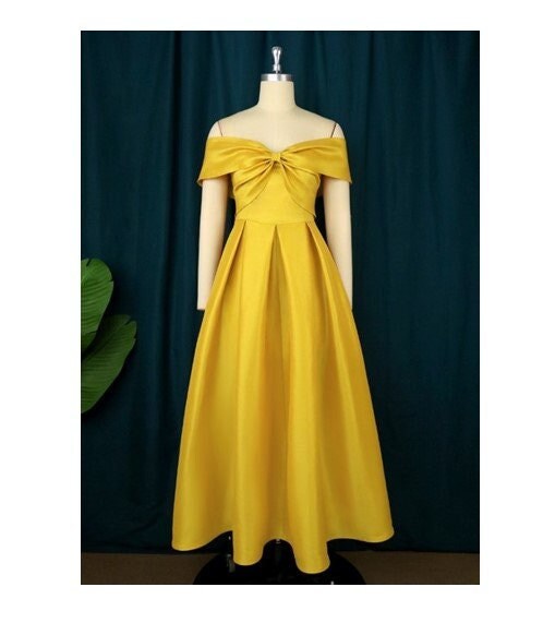 Off Shoulder Gold Dress Bridal Shower Dress Bridesmaid off Etsy