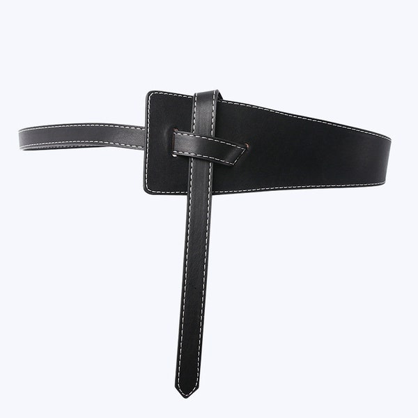 faux leather tie belt