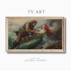 Mermaid Themed Art for Frame TV, Digital Download, Sailor and Mermaid Nautica Art, Romantic Neutral TV Art