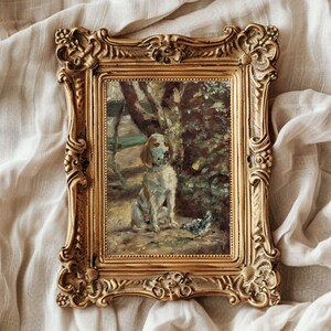 Vintage Painting of a Dog in Print, Vintage Dog Art, Vintage Print Ready to be Framed
