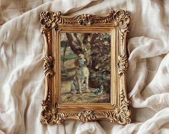 Vintage Painting of a Dog in Print, Vintage Dog Art, Vintage Print Ready to be Framed