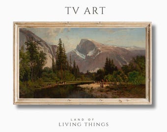 Vintage Frame TV Art of a painting of Half Dome Yosemite, from 1881, Yosemite Art, Neutral TV Art, National Park,