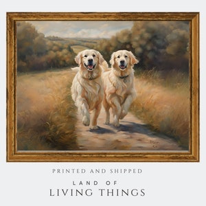 English Cream Golden Retriever Art, Printed Art, Golden Retriever Painting