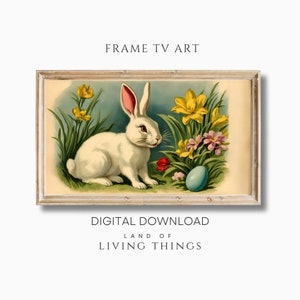 Easter Bunny Vintage TV Art | Easter Art for Frame TV |  Digital Download | Digital Art for Frame TVs | Easter Decor | Art for Frame TV
