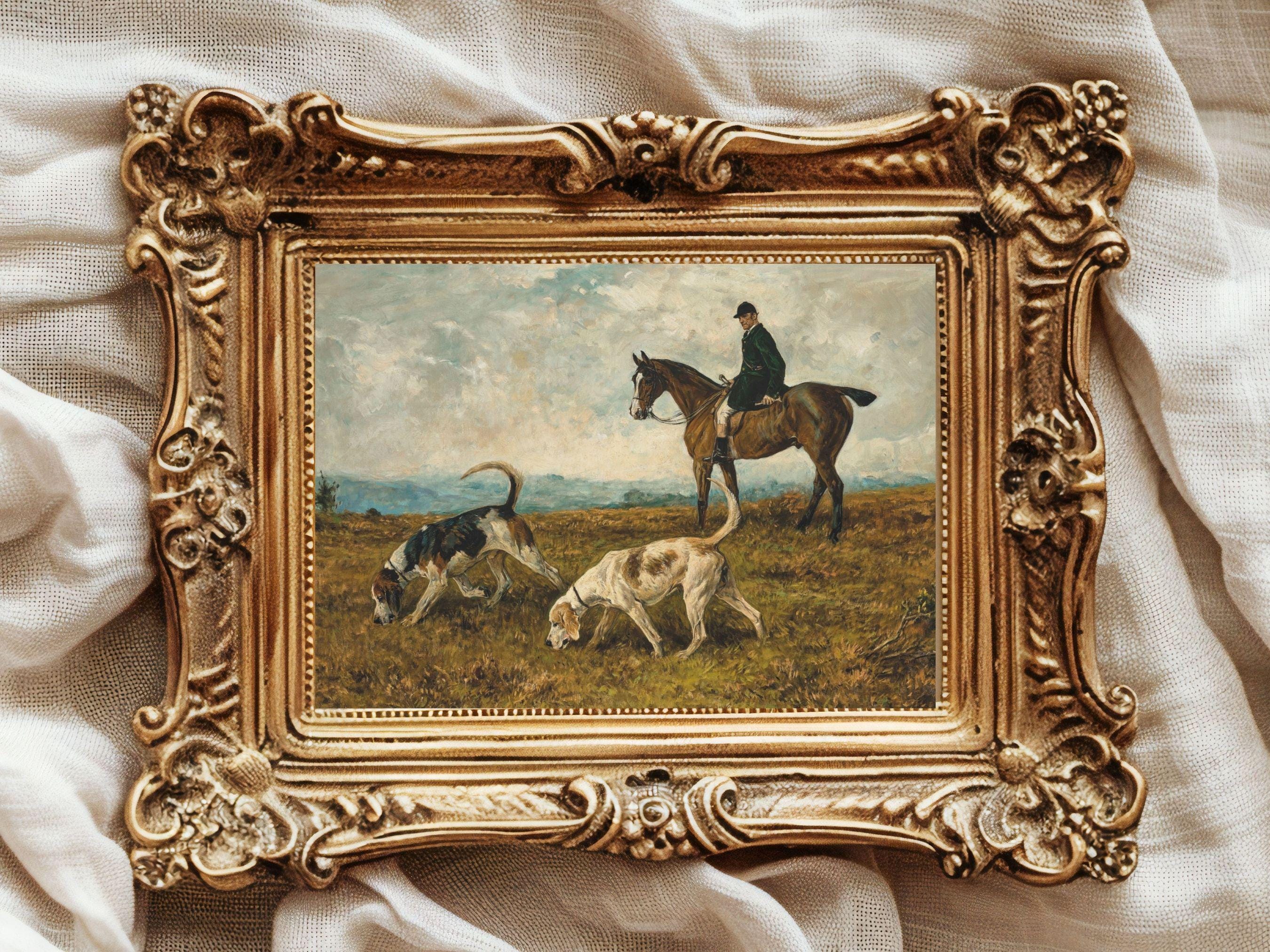 Hound Hunting Dogs on a Scent | Vintage Horse and Dog Art Print | Horse Art, Dog Art