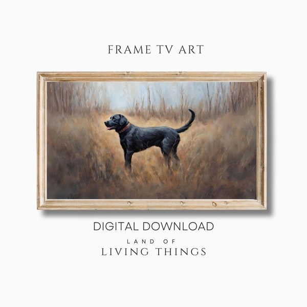 Black Lab Vintage TV Art | Dog Art for Frame TV |  Digital Download | Digital Art for Frame TVs | Home Decor | Art for Frame TV