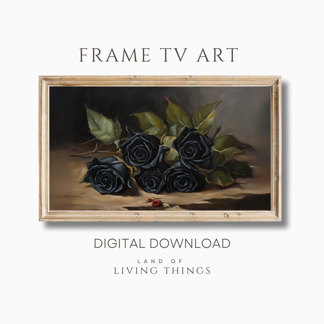Teeh With Roses Black Rose Frame TV Art, Halloween Art for Frame Tvs | Digital Download ...
