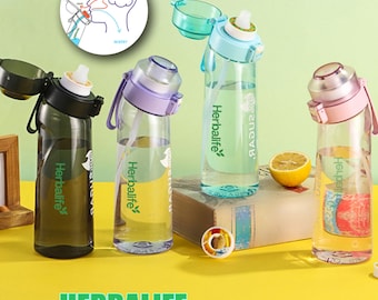 Custom HEBALIFE 0 Calorie Flavoring Pods Up Air Scent Fruit Flavour Water Bottle Portable Bottle With Straw Flip Lid,For Outdoor,BPA Free