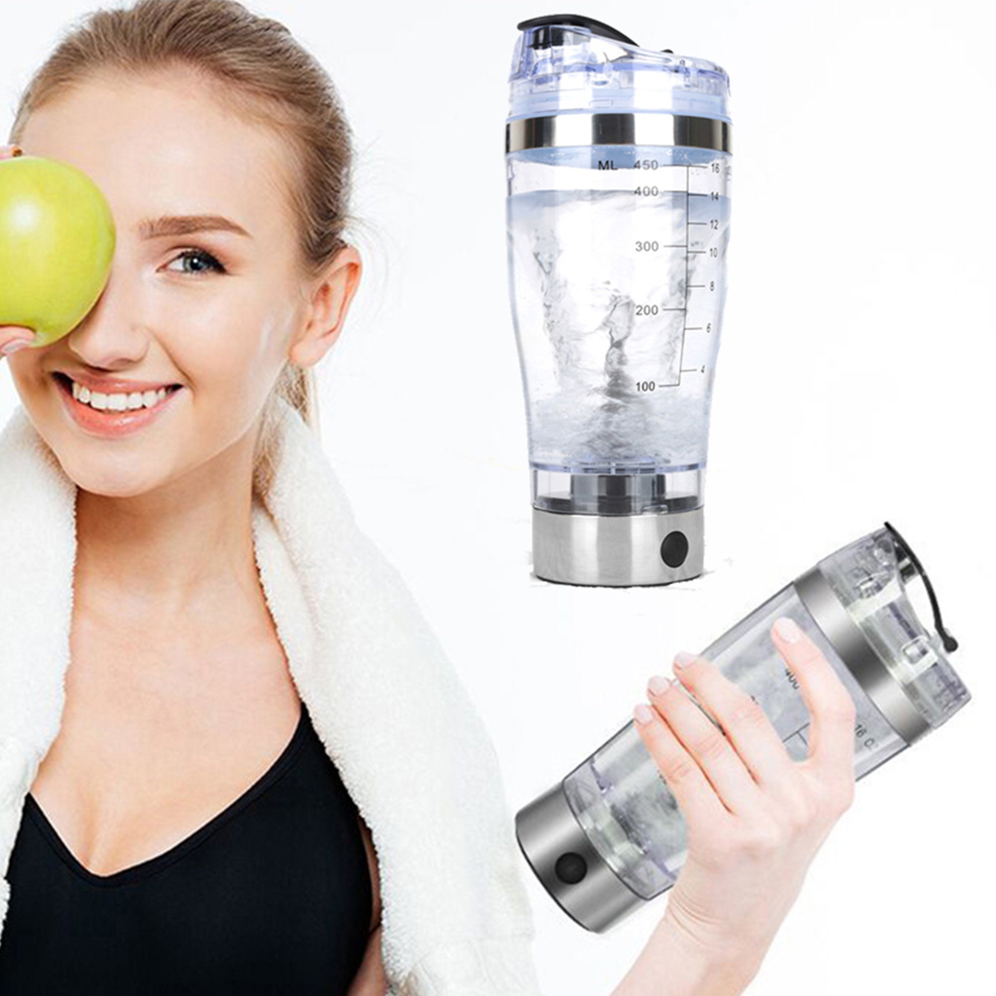 NEW 450/600ml Electric Protein Shaker Bottle Electric Vortex Mixer Cup  Portable Drink Water Drinkware