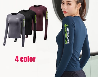 Handmade Custom Couple Gifts Workout Crop Tops for Women Long Sleeve Yoga Shirts Fitness Tee Running Shirts Jacket Gym Sports T-shirt