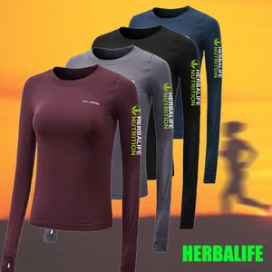 Cadeau de l’amour HERBALIFE Chemises de yoga à manches longues Sport Top Fitness Yoga Top Gym Top Sports Wear for Women Gym Jersey Mujer Running T Shirt