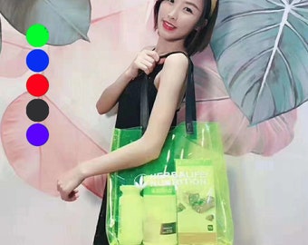 Herbalife Ladies'Transparent Candy Portable Bag Transparent Jelly Handbag Messenger Bag Girls' Single Shoulder Bag Office Shopping