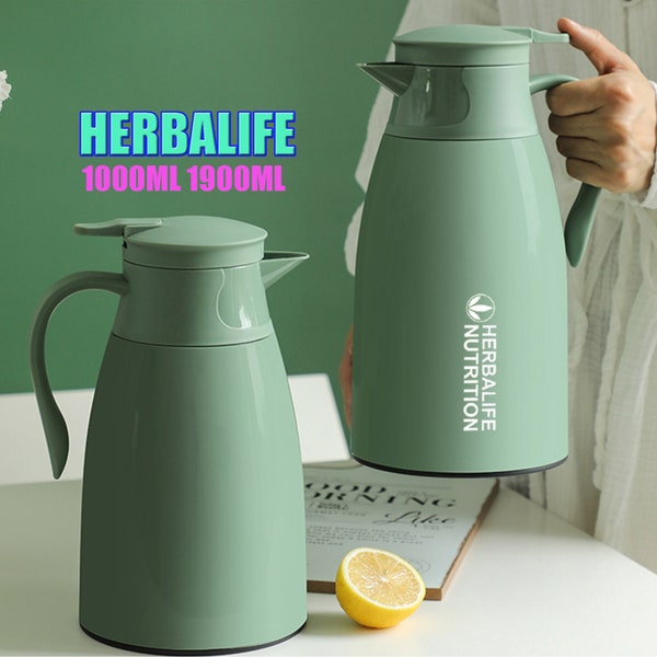 Personnalisation de la main HERBALIFE Pot d’eau chaude thermo de grande capacité Thermos sous vide Bouteille thermos doublure en verre bouilloire extérieure thermos thermos