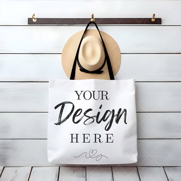 Printify Large Tote Bag Mockup, Black Handle Medium Tote Mockup, JPG File, Aop Tote Bag Mockup, Canvas Natural  Tote Bag, lifestyle