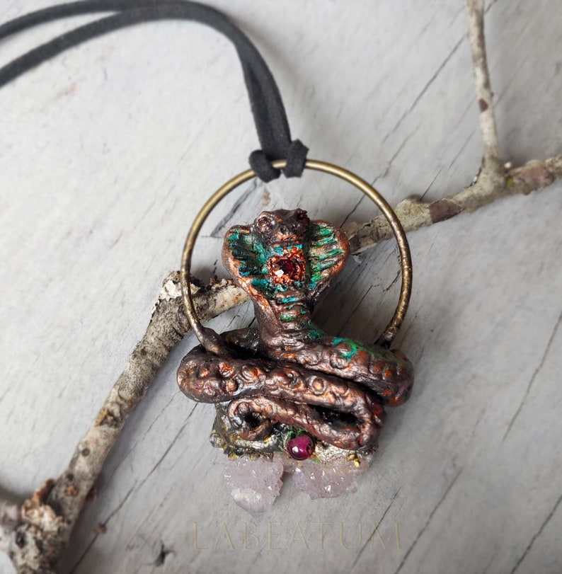 Snake totem jewelry Talisman pendant Amethyst pendant Snake Spirit animal pendant Wiccan jewelry Snake crystal necklace,Snake pendant