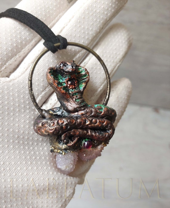 Snake totem jewelry Talisman pendant Amethyst pendant Snake Spirit animal pendant Wiccan jewelry Snake crystal necklace,Snake pendant
