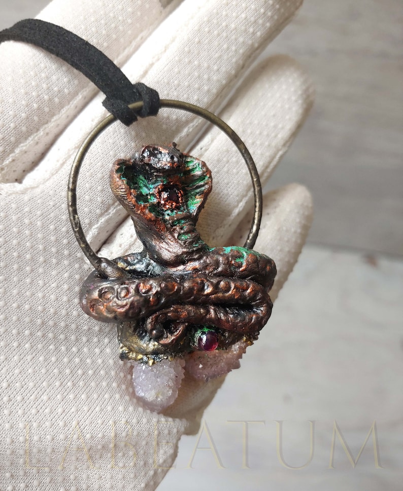 Snake totem jewelry Talisman pendant Amethyst pendant Snake Spirit animal pendant Wiccan jewelry Snake crystal necklace,Snake pendant