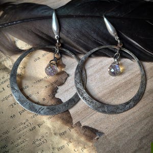 Mystic Hoop Earrings –  Crystal Witchy Dangle Earrings | Soldered  Antique Primitive Earrings