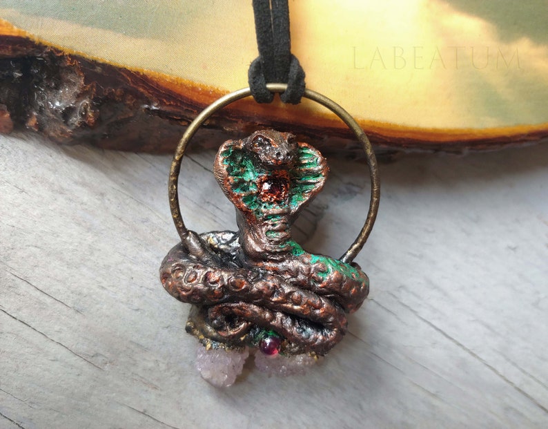 Snake totem jewelry Talisman pendant Amethyst pendant Snake Spirit animal pendant Wiccan jewelry Snake crystal necklace,Snake pendant
