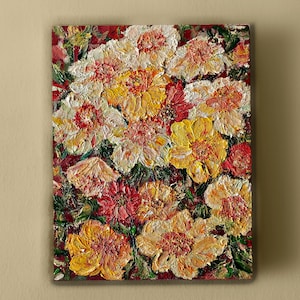 Narcissus Original Impasto Oil painting,Palette knife floral painting,Abstract floral oil painting,Contemporary painting,Heavy impasto art