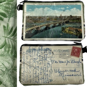 Vintage Postcard Pouch Midwest Cincinnati Kansas City St. Paul Des Moines Chicago Coin Purse Antique image 5