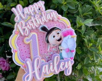Despicable Me Cake Topper, Agnes Cake Topper, Despicable Me Shaker Cake Topper, Despicable Me Birthday, Agnes 1st Birthday Party Decor