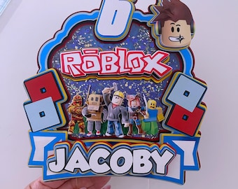 Roblox Cake Topper, Roblox Topper, Roblox Party, Roblox Cake, Roblox Birthday, Roblox, Roblox Birthday Decoration