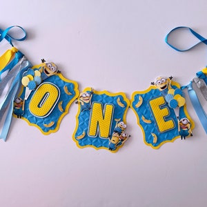 Minions ONE Banner, Minions High Chair Banner, Minions Party, Minions Birthday, Minions Banner, Despicable Me Banner, Minion Birthday Banner