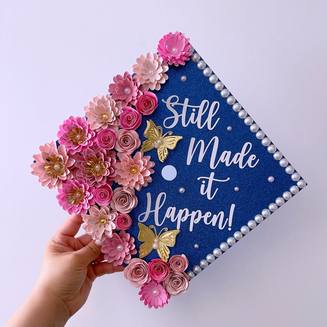 Pink Floral Grad Cap Custom Grad Cap 3D Flowers Grad Cap Etsy