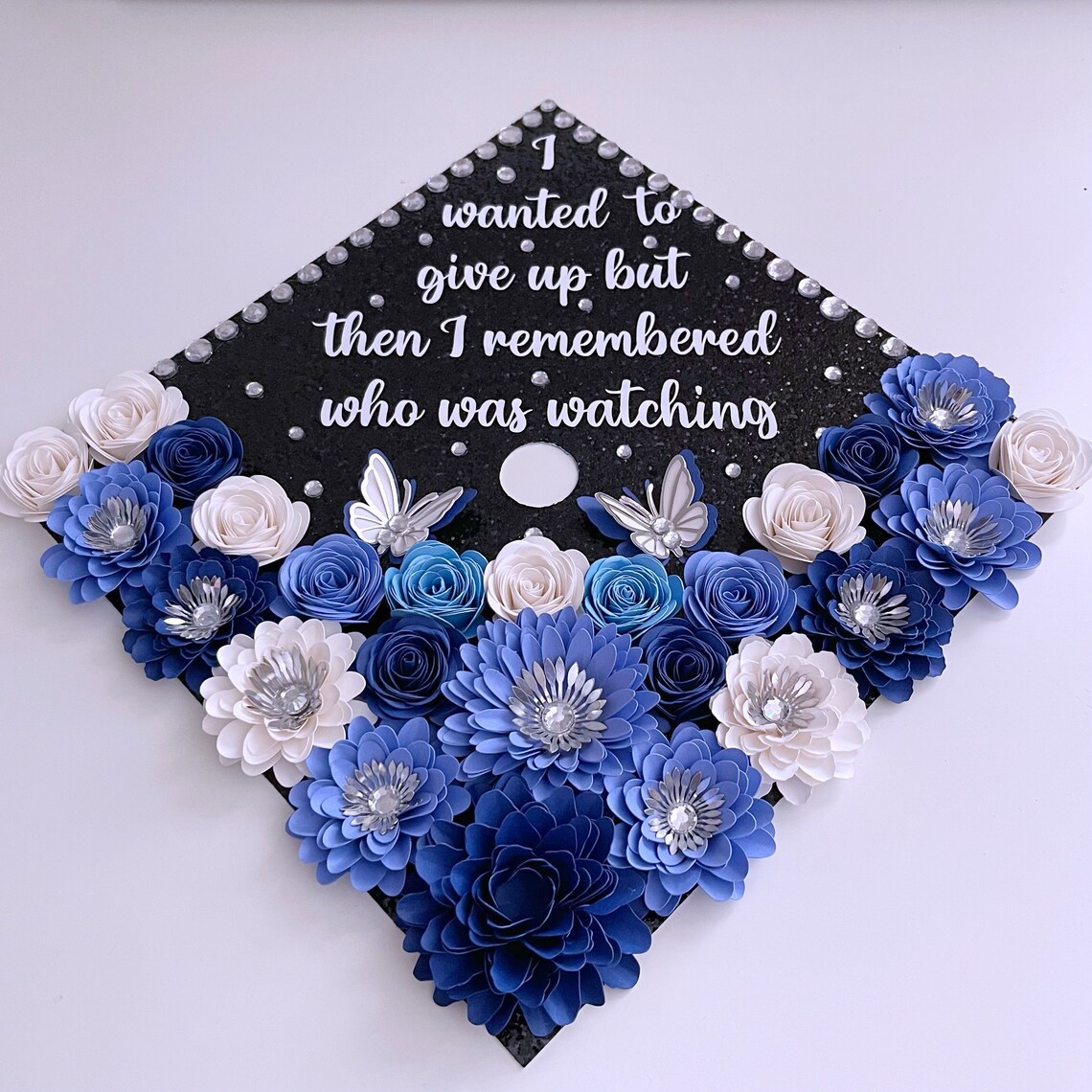 Blue 3D Flowers Graduation Cap Topper Custom Grad Cap Floral Etsy