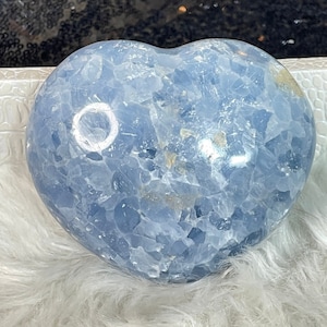 Blue calcite chunky heart