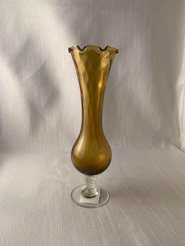 Amber Depression Glass Vase Great Color Boho Chic Hipster Hippie Retro
