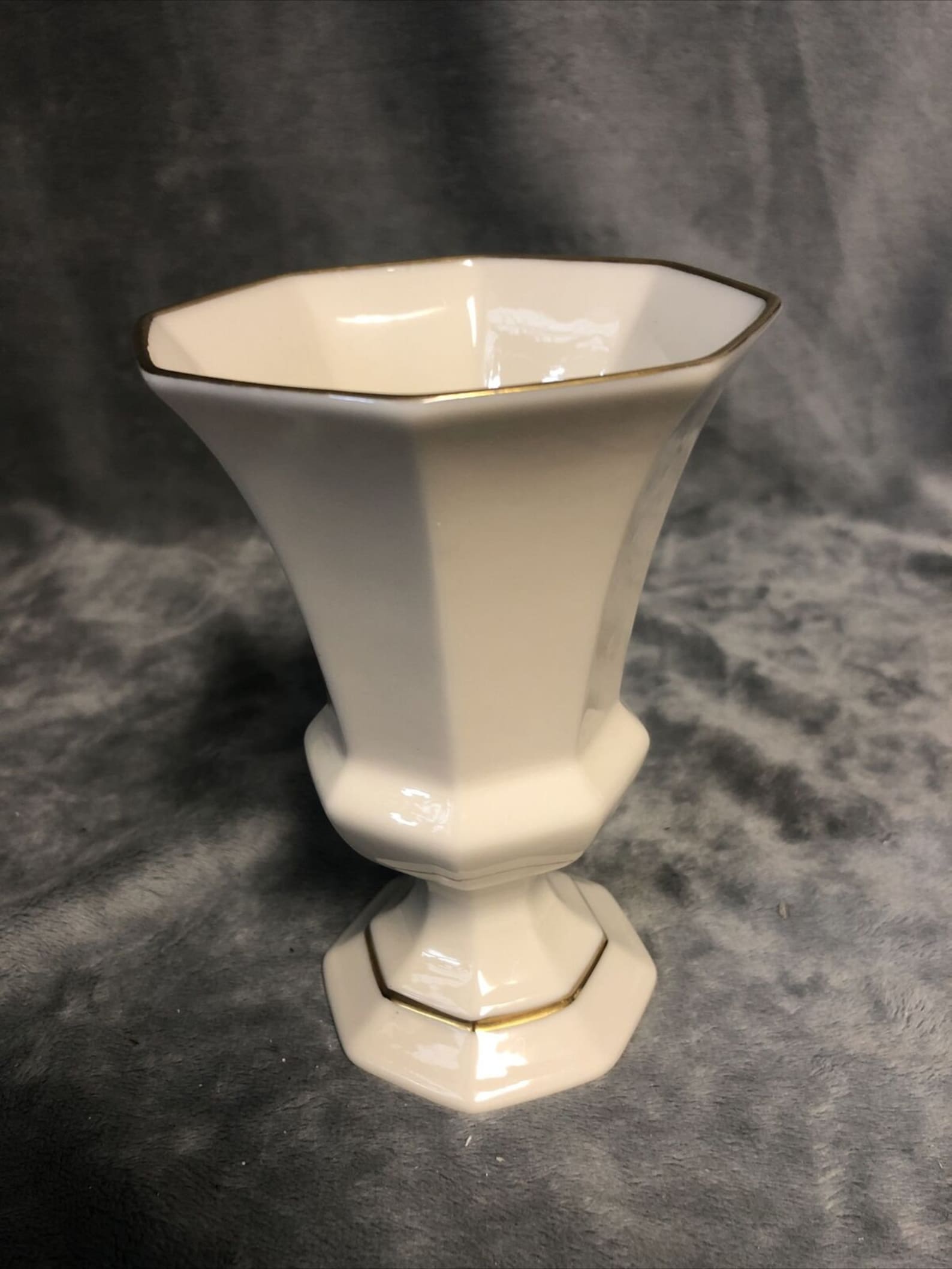 LENOX China Vase 5.5 Gold Trim Octagonal Etsy