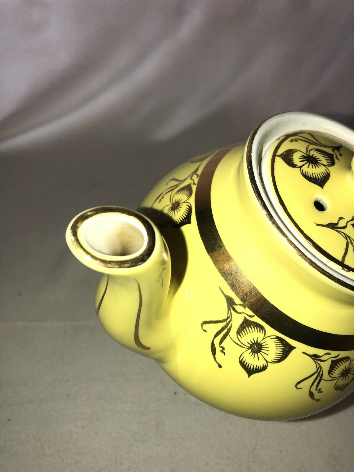 Vintage Hall Yellow Teapot With Gold Vining Flowers 6 CUP Etsy