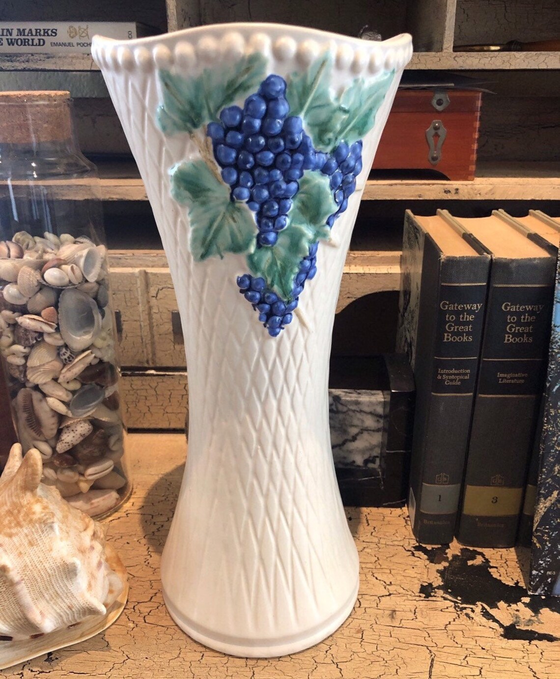 White Mccoy Vase With Grapes Perfect Must See Rare Gift Etsy
