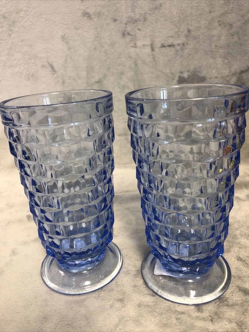 Lot Of 2 Whitehall Purple Tumbler Ice Tea Cubic Fostoria Indiana Colony Glass