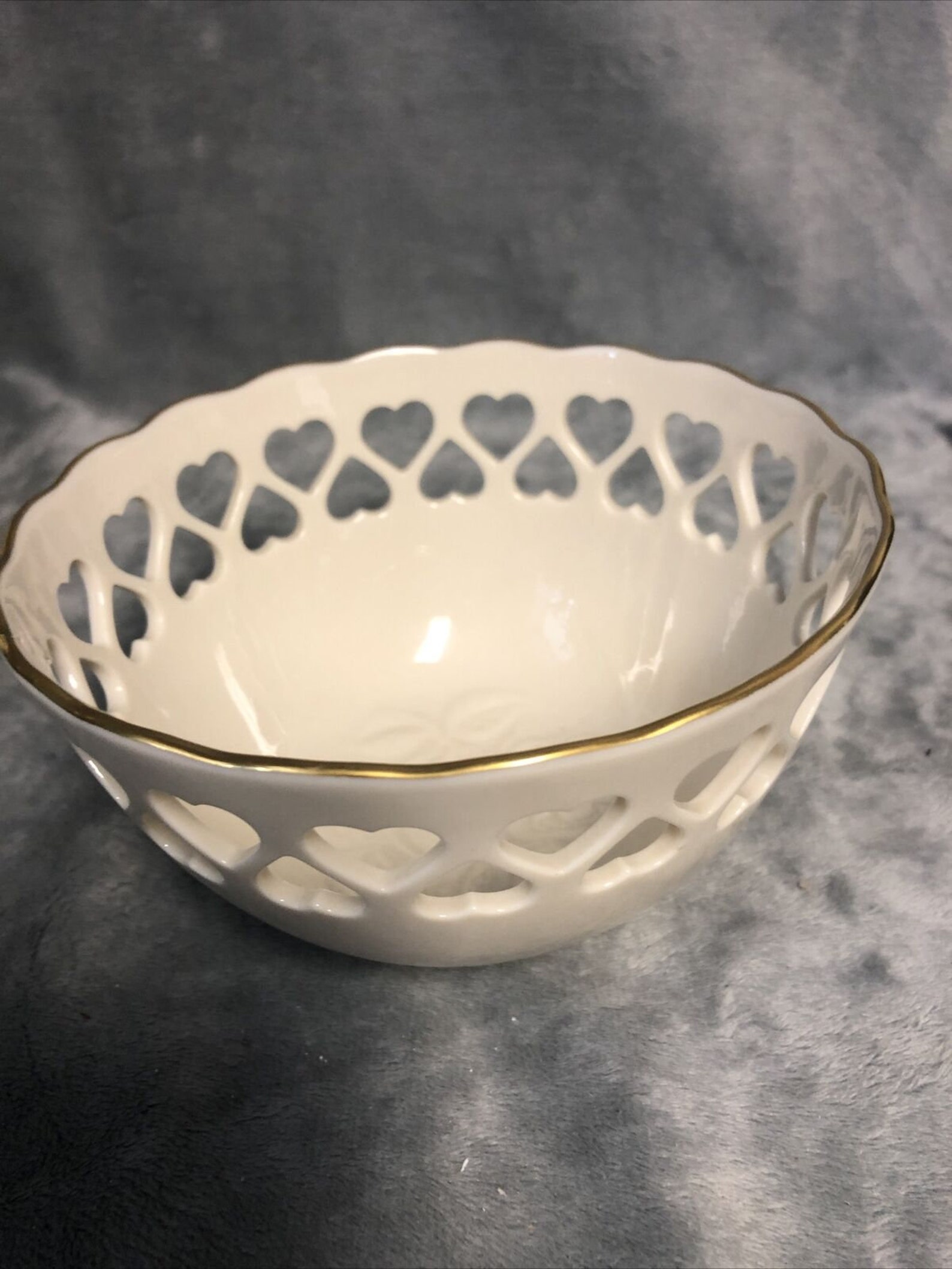 LENOX China Candy Nut Dish Gold Trim Heart Pierced Rose Footed Etsy