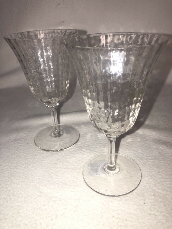 2 Vintage Crystal Glass Stemware Wine Glass 6'' ~ 3.5'' Top 
