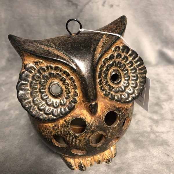 Vintage Ceramic Owl Candle Holder Ardco Japan 5.25” 70s Funky Chunky Hippie Cool