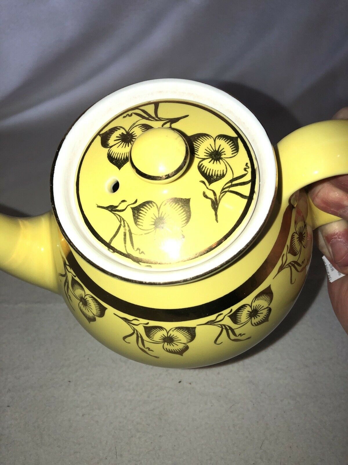 Vintage Hall Yellow Teapot With Gold Vining Flowers 6 CUP Etsy
