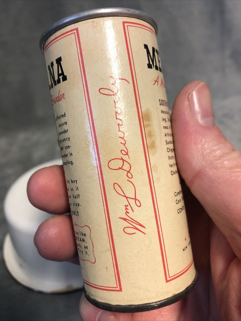 Lot of 2 Vintage Mexsana Heat Powder Tin Can 3.75\u201d Tall 2.5 oz Size