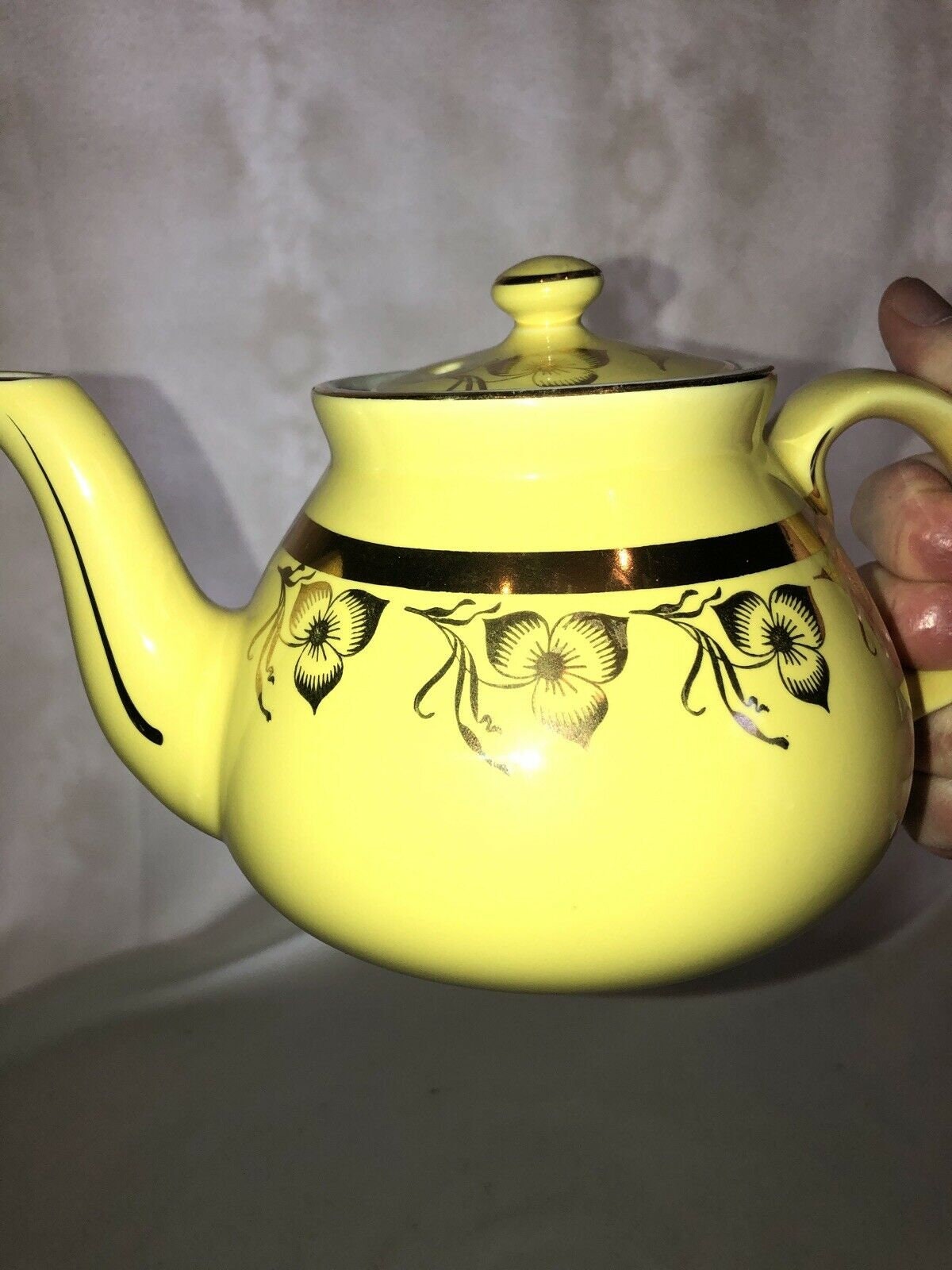 Vintage Hall Yellow Teapot With Gold Vining Flowers 6 CUP Etsy