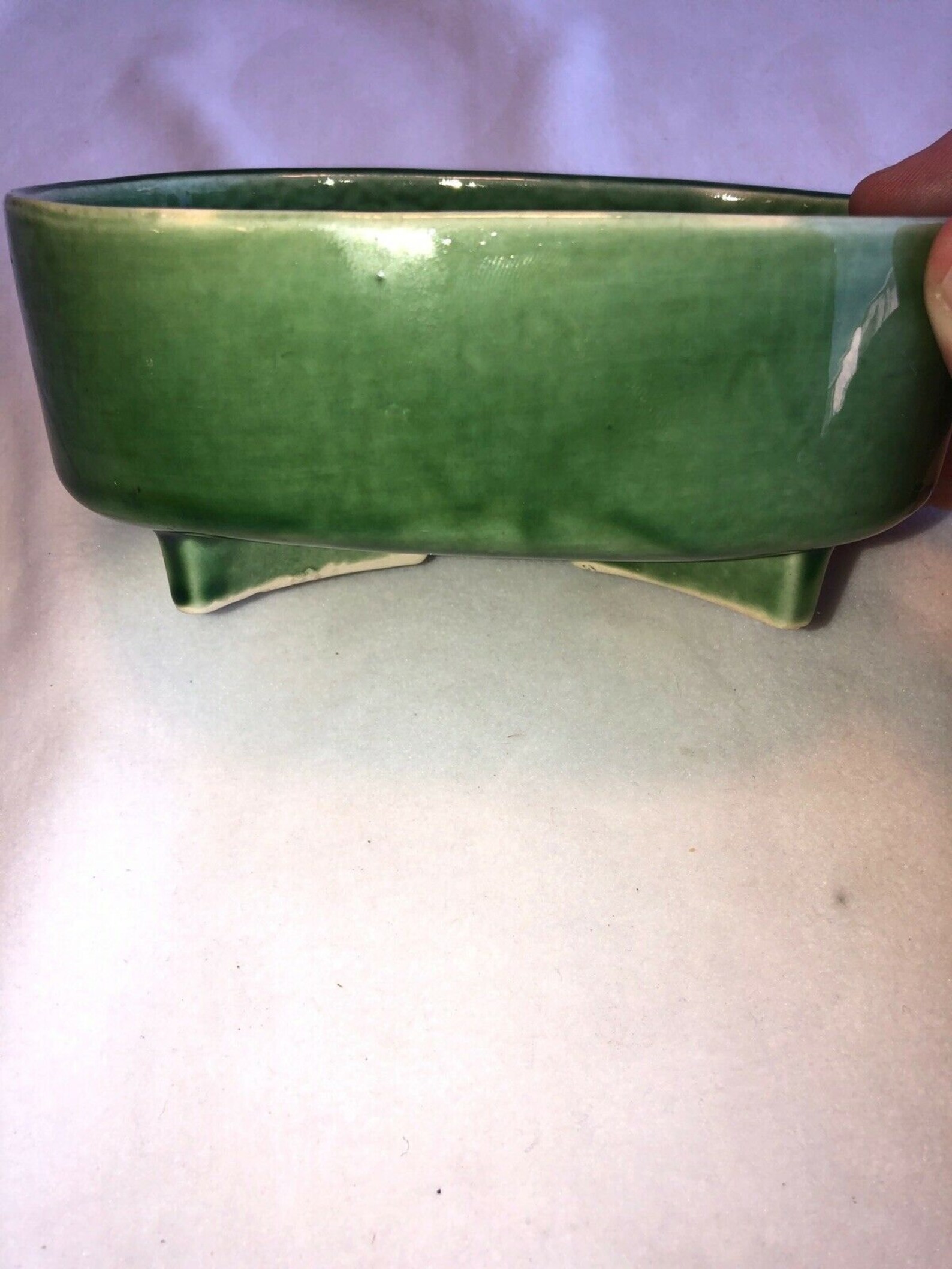 Mid Century Mccoy USA Pottery Planter 6.5 Long by 4 Wide Drippy Glaze