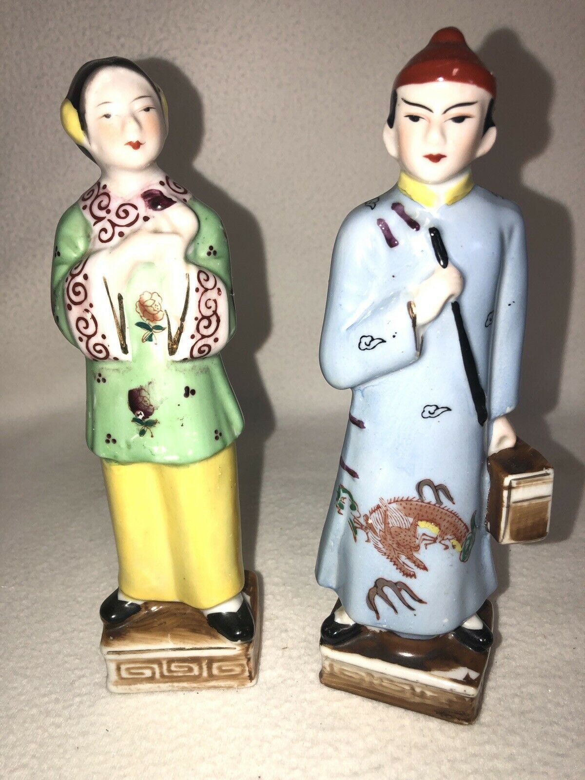 Vintage Occupied Japan Pair of Chinese Figurines 8.25 Tall Etsy UK