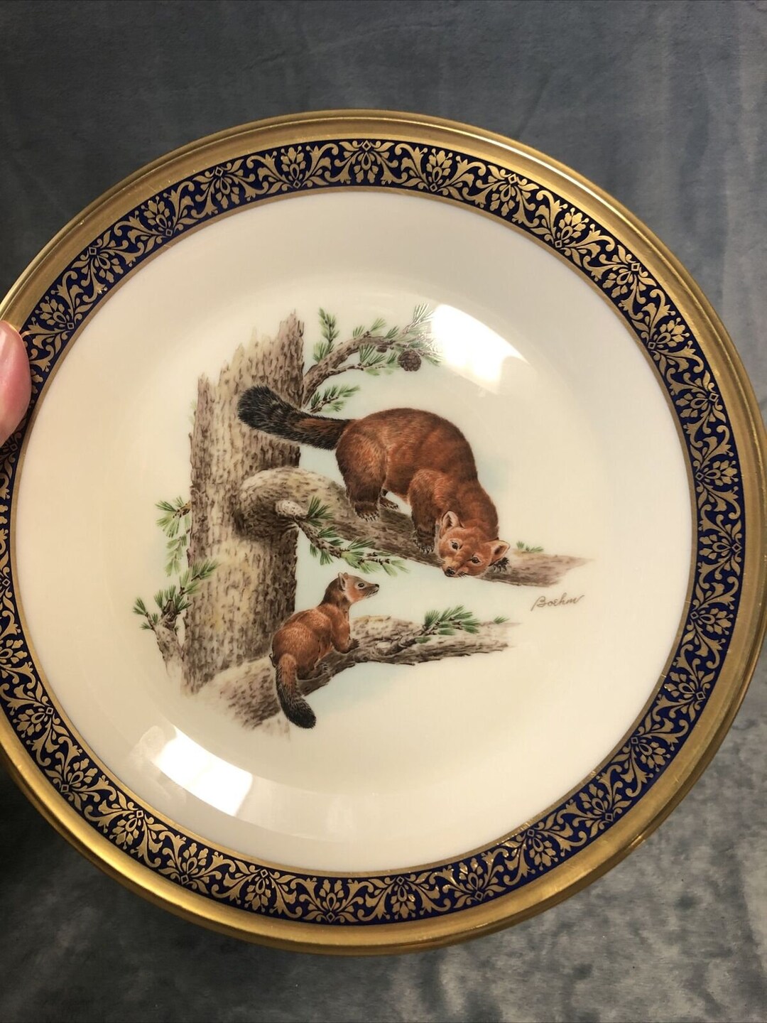 Lenox Collectors Plate Boehm Woodland Wildlife Martens 1981 Etsy