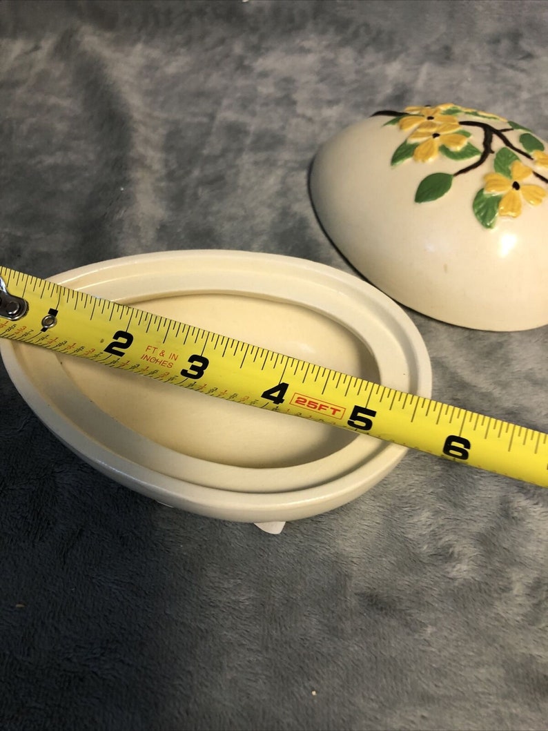 Vintage Hand Painted Hobbyist Ceramic Egg Trinket Box 5.5 Etsy